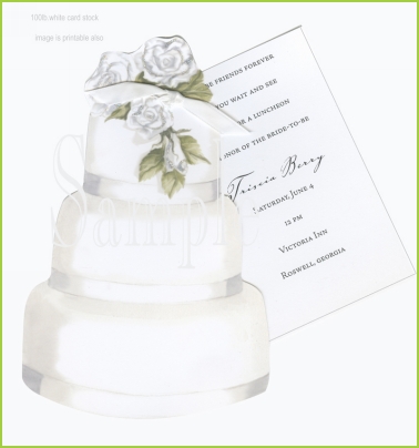 Wedding Cake w/roses w/white ribbon tag w/glitter